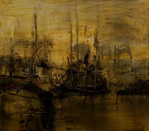 LÜTFÜ KAPLANOĞLU — “İsimsiz”, 2019 "İsimsiz" eseri LÜTFÜ KAPLANOĞLU tarafından 2019 yılında 70x80 cm ölçülerinde Tuval üzeri akrilik boya tekniği ile yapılmıştır.