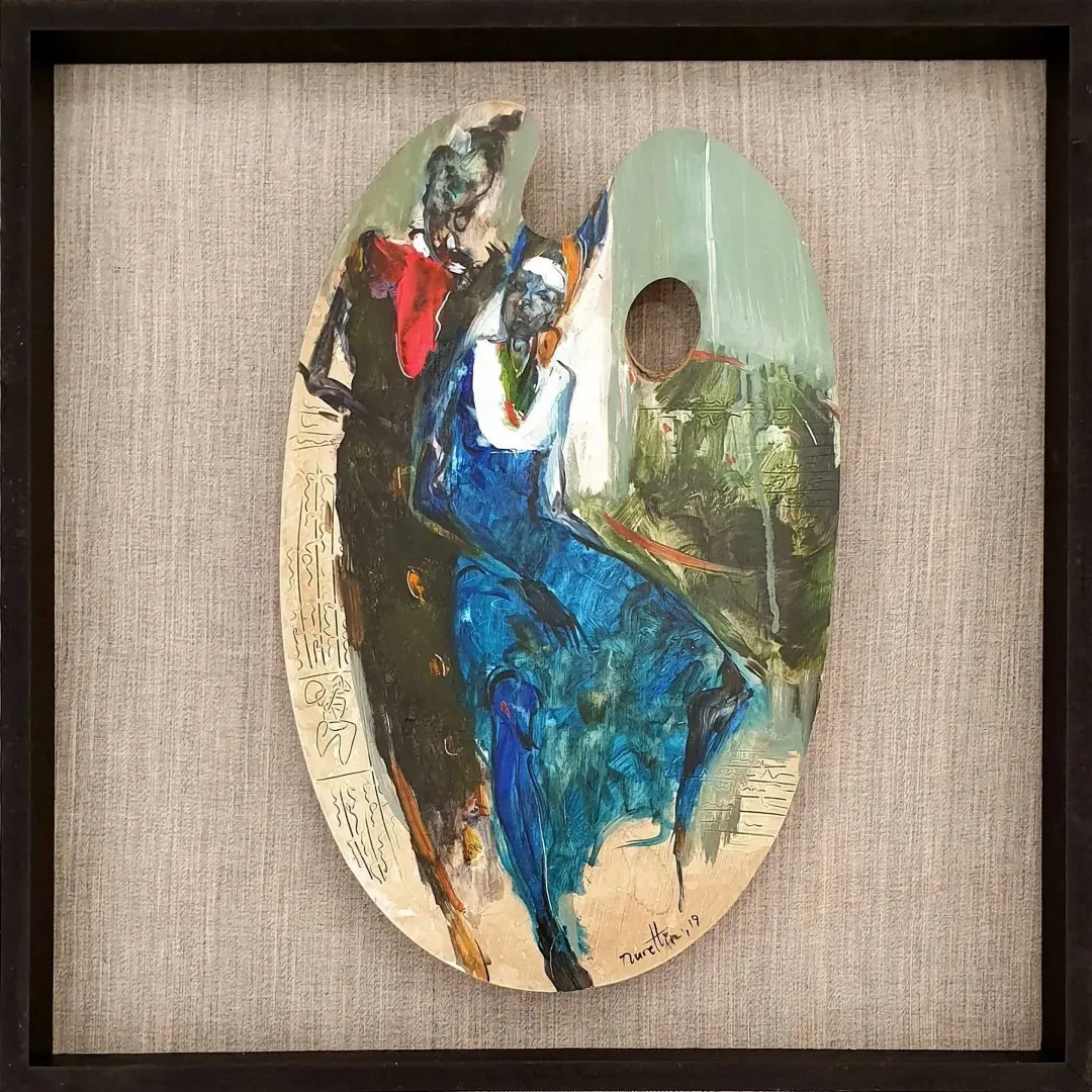 NURETTİN AKKAYA — “Untitled”, 2019 "İsimsiz" eseri NURETTİN AKKAYA tarafından 2019 yılında 52x33 cm ölçülerinde Ahşap palet üzeri yağlı boya tekniği ile yapılmıştır.