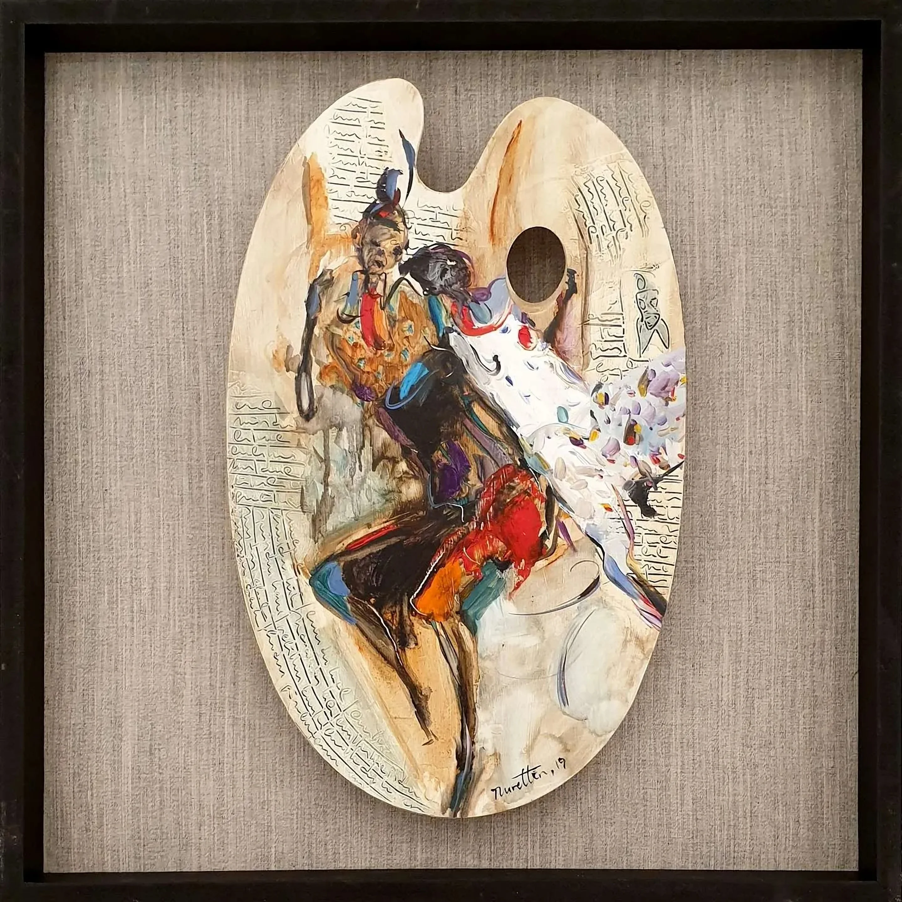 "İsimsiz" eseri NURETTİN AKKAYA tarafından 2019 yılında 52x33 cm ölçülerinde Ahşap palet üzeri yağlı boya tekniği ile yapılmıştır.