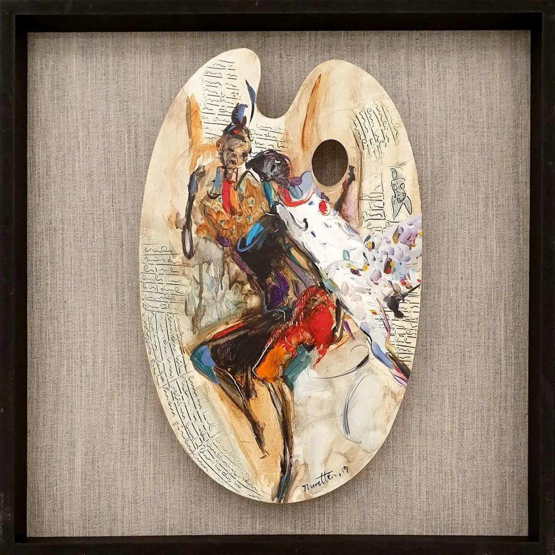 NURETTİN AKKAYA — “İsimsiz”, 2019 "İsimsiz" eseri NURETTİN AKKAYA tarafından 2019 yılında 52x33 cm ölçülerinde Ahşap palet üzeri yağlı boya tekniği ile yapılmıştır.