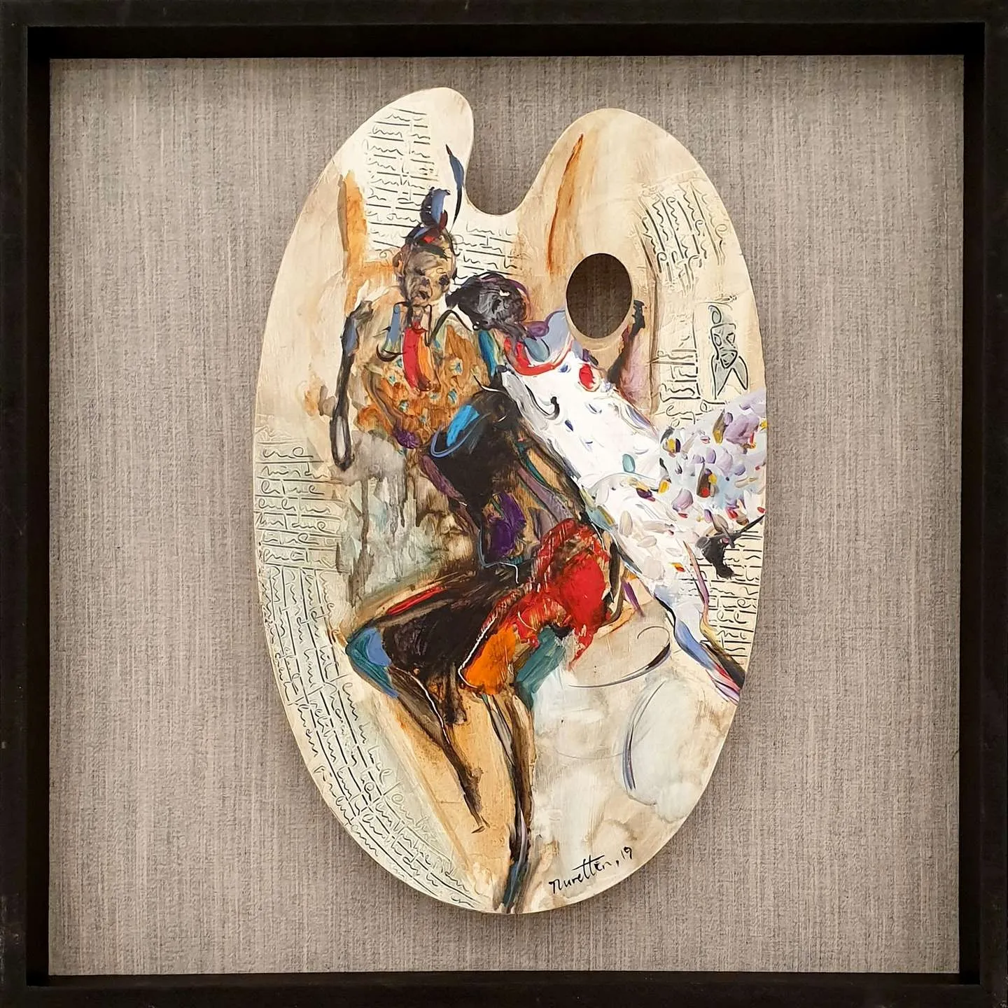 "İsimsiz" eseri NURETTİN AKKAYA tarafından 2019 yılında 52x33 cm ölçülerinde Ahşap palet üzeri yağlı boya tekniği ile yapılmıştır.