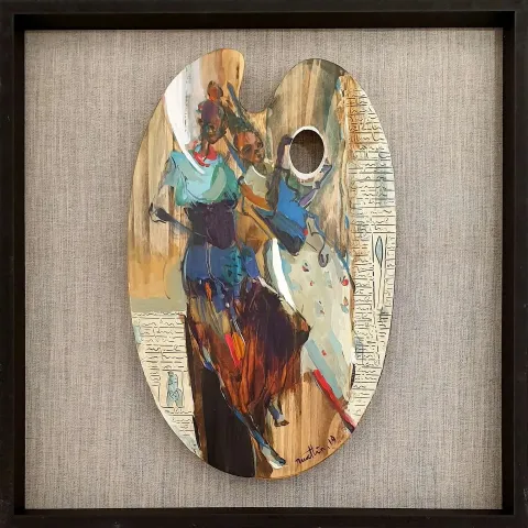NURETTİN AKKAYA — “Untitled”, 2019 "İsimsiz" eseri NURETTİN AKKAYA tarafından 2019 yılında 52x33 cm ölçülerinde Ahşap palet üzeri yağlı boya tekniği ile yapılmıştır.