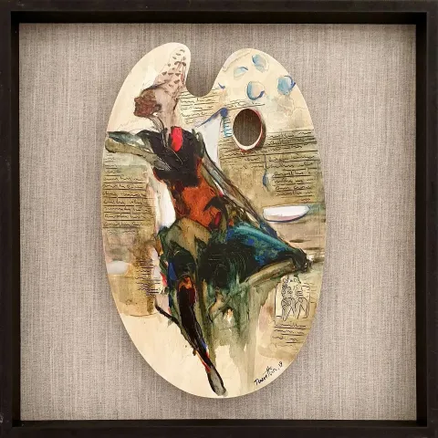 NURETTİN AKKAYA — “Untitled”, 2019 "İsimsiz" eseri NURETTİN AKKAYA tarafından 2019 yılında 52x33 cm ölçülerinde Ahşap palet üzeri yağlı boya tekniği ile yapılmıştır.