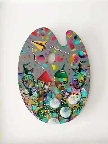 TAMER DERİCAN — “Untitled”, 2020 "İsimsiz" eseri TAMER DERİCAN tarafından 2020 yılında 52x33 cm ölçülerinde Ahşap palet üzeri yağlı boya tekniği ile yapılmıştır.