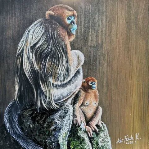 "Aile Serisi" eseri ALİ FATİH KÜÇÜKOSMANOĞLU tarafından 2020 yılında 25x25 cm ölçülerinde Ahşap üzeri yağlı boya + epoksi tekniği ile yapılmıştır.