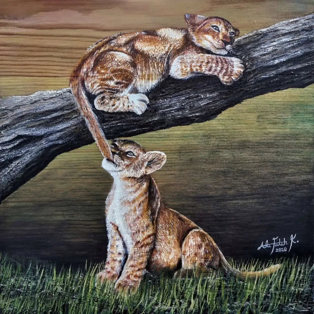 yakınlaştır "Aile Serisi" eseri ALİ FATİH KÜÇÜKOSMANOĞLU tarafından 2020 yılında 25x25 cm ölçülerinde Ahşap üzeri yağlı boya + epoksi tekniği ile yapılmıştır.