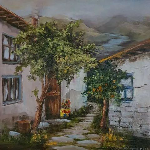Bu eser CANAN AYDOĞMUŞ tarafından 2020 yılında 25x25 cm ölçülerinde Tuval üzeri yağlı boya tekniği ile yapılmıştır.