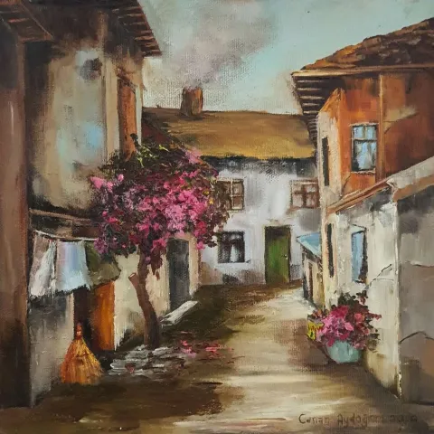 Bu eser CANAN AYDOĞMUŞ tarafından 2020 yılında 25x25 cm ölçülerinde Tuval üzeri yağlı boya tekniği ile yapılmıştır.
