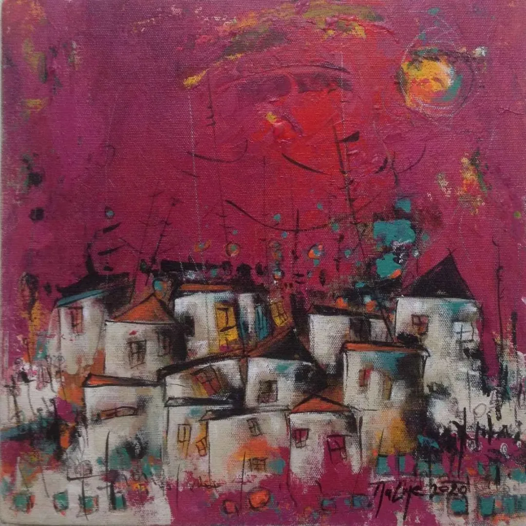 Bu eser NACİYE BOZDOĞAN AKBAŞ tarafından 25x25 cm ölçülerinde Tuval üzeri yağlı boya tekniği ile yapılmıştır.