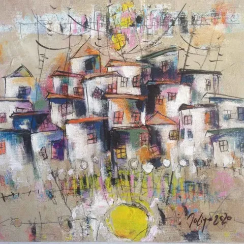 Bu eser NACİYE BOZDOĞAN AKBAŞ tarafından 25x25 cm ölçülerinde Tuval üzeri yağlı boya tekniği ile yapılmıştır.