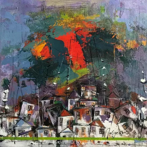NACİYE BOZDOĞAN AKBAŞ Bu eser NACİYE BOZDOĞAN AKBAŞ tarafından 25x25 cm ölçülerinde Tuval üzeri yağlı boya tekniği ile yapılmıştır.
