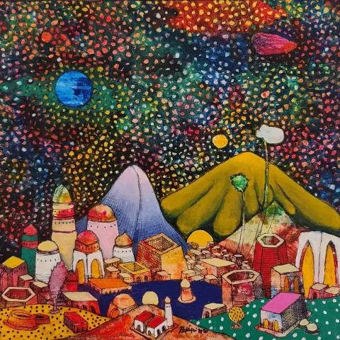 Bu eser EFE KASAPLAR tarafından 25x25 cm ölçülerinde Tuval üzeri yağlı boya tekniği ile yapılmıştır.