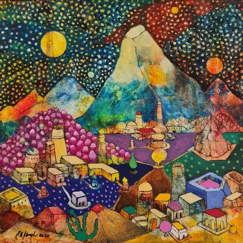 EFE KASAPLAR Bu eser EFE KASAPLAR tarafından 25x25 cm ölçülerinde Tuval üzeri yağlı boya tekniği ile yapılmıştır.