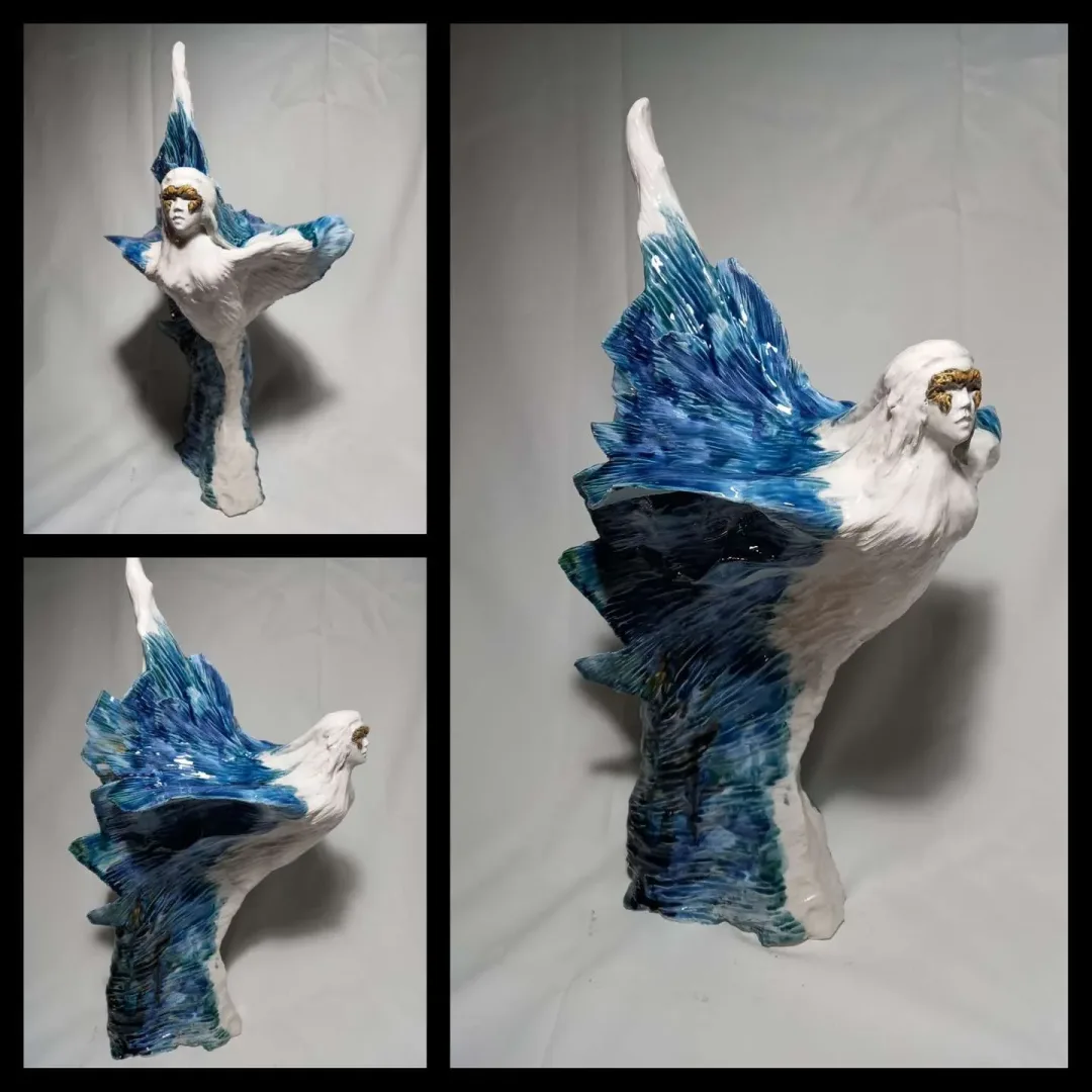 yakınlaştır "Suyun Dansı" eseri ORÇUN İLTER tarafından 2021 yılında 72x36x25 cm ölçülerinde Serbest elle şekillendirme stoneware 1180°C tekniği ile yapılmıştır.