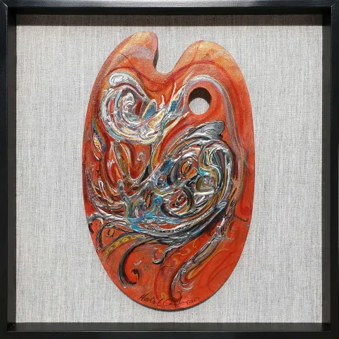 "isimsiz" eseri HALİL COŞKUN tarafından 2019 yılında 52x33 cm ölçülerinde Ahşap palet üzeri yağlı boya tekniği ile yapılmıştır.
