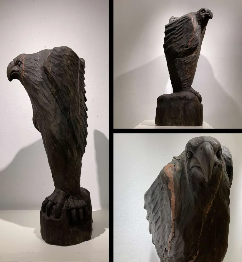 AZİMET KARAMAN — “Kartal”, 2021 "Kartal" eseri AZİMET KARAMAN tarafından 2021 yılında 91x37x30 cm ölçülerinde Ahşap Yontma-Ceviz (Ahlat) tekniği ile yapılmıştır.