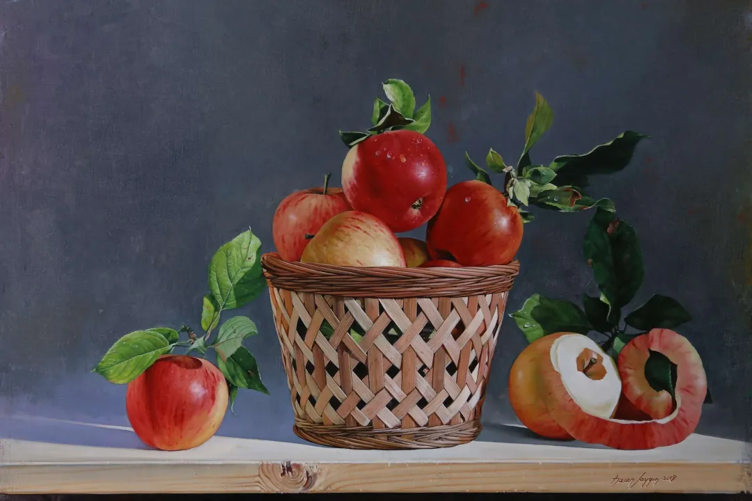 yakınlaştır "Elma Sepeti" eseri HASAN SAYGIN tarafından 2019 yılında 65x81 cm ölçülerinde Tuval üzeri yağlı boya tekniği ile yapılmıştır.