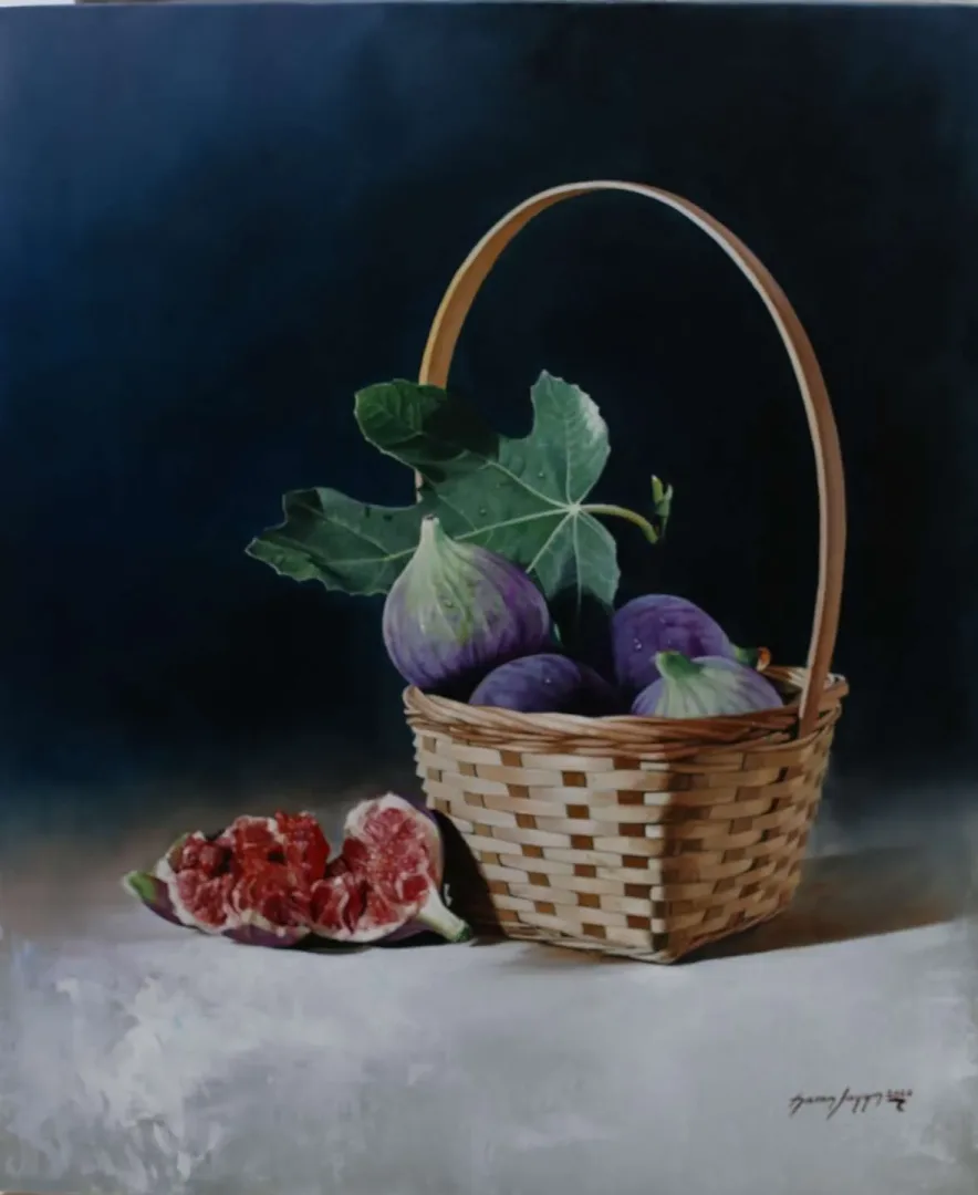 HASAN SAYGIN — “İncir Sepeti”, 2020 "İncir Sepeti" eseri HASAN SAYGIN tarafından 2020 yılında 65x54 cm ölçülerinde Tuval üzeri yağlı boya tekniği ile yapılmıştır.
