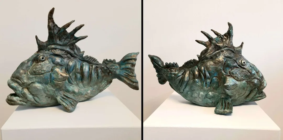 MURAT TOLGA — “Balık”, 2021 "Balık" eseri MURAT TOLGA tarafından 2021 yılında 26x36x20 cm ölçülerinde Kompozit+Akrililk Boyama tekniği ile yapılmıştır.