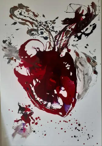 FÜSUN ÇAĞLAYAN — “Flying heart”, 2019 "Flying heart" eseri FÜSUN ÇAĞLAYAN tarafından 2019 yılında 180x120 cm ölçülerinde Tuval üzeri akrilik boya tekniği ile yapılmıştır.