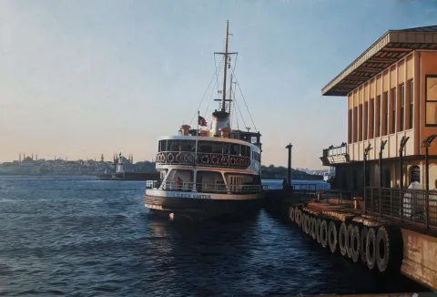 FETHİ ÇELİK — “Kadıköy İskelesi”, 2021 "Kadıköy İskelesi" eseri FETHİ ÇELİK tarafından 2021 yılında 40x60 cm ölçülerinde Tuval üzeri yağlı boya tekniği ile yapılmıştır.