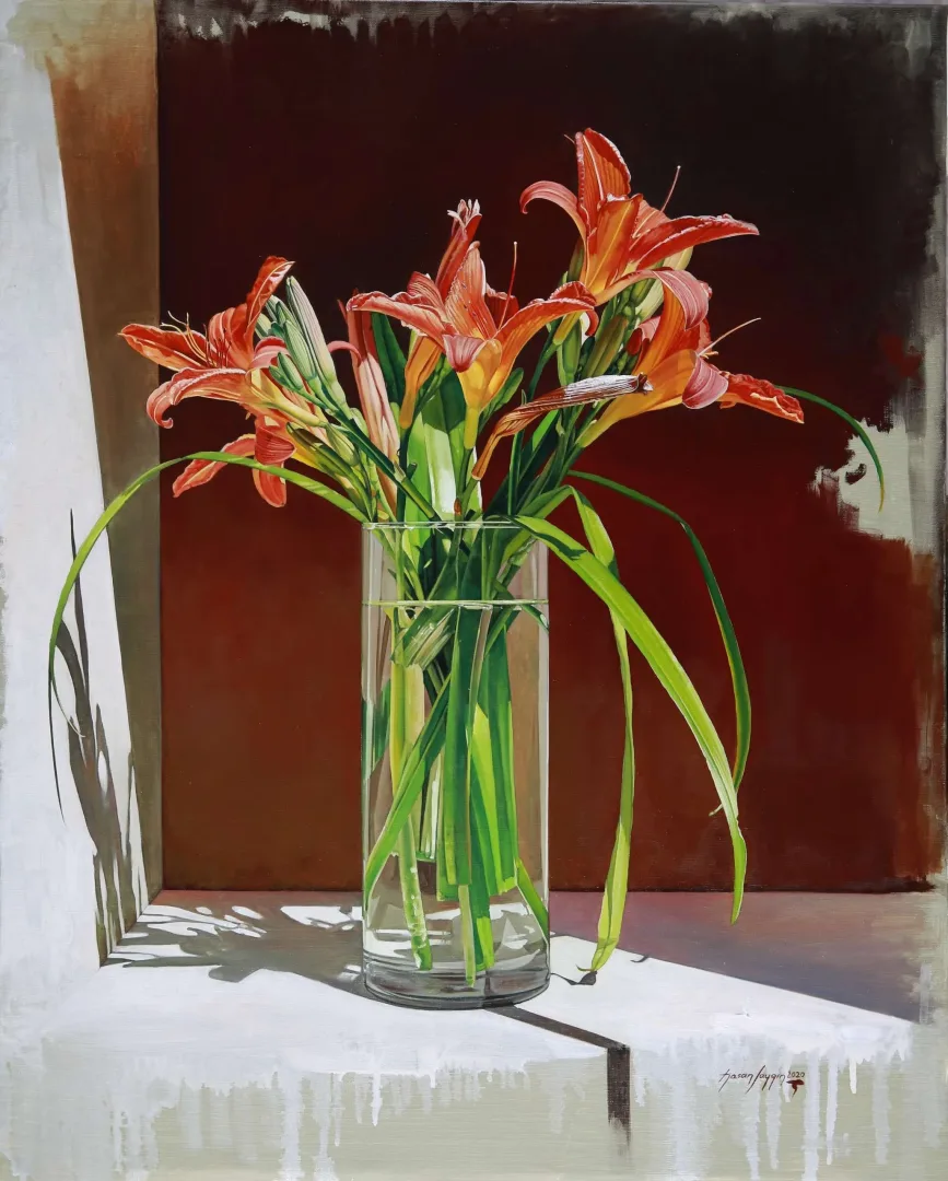 HASAN SAYGIN — “Lys orange” "Lys orange" eseri HASAN SAYGIN tarafından 81x65 cm ölçülerinde Tuval üzeri yağlı boya tekniği ile yapılmıştır.