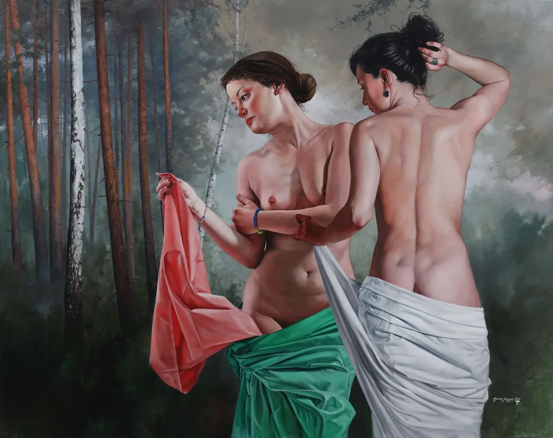 HASAN SAYGIN — “Ormanda Genç Kız”, 2020 "Ormanda Genç Kız" eseri HASAN SAYGIN tarafından 2020 yılında 146x114 cm ölçülerinde Tuval üzeri yağlı boya tekniği ile yapılmıştır.