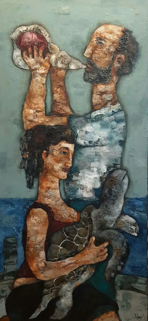 MURAT TOLGA — “isimsiz”, 2021 "isimsiz" eseri MURAT TOLGA tarafından 2021 yılında 150x70 cm ölçülerinde Tuval üzeri yağlı boya tekniği ile yapılmıştır.