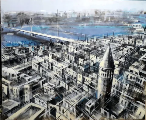 "Legokent II" eseri AYHAN ÇETİN tarafından 2021 yılında 100x120 cm ölçülerinde Tuval üzeri akrilik boya tekniği ile yapılmıştır.