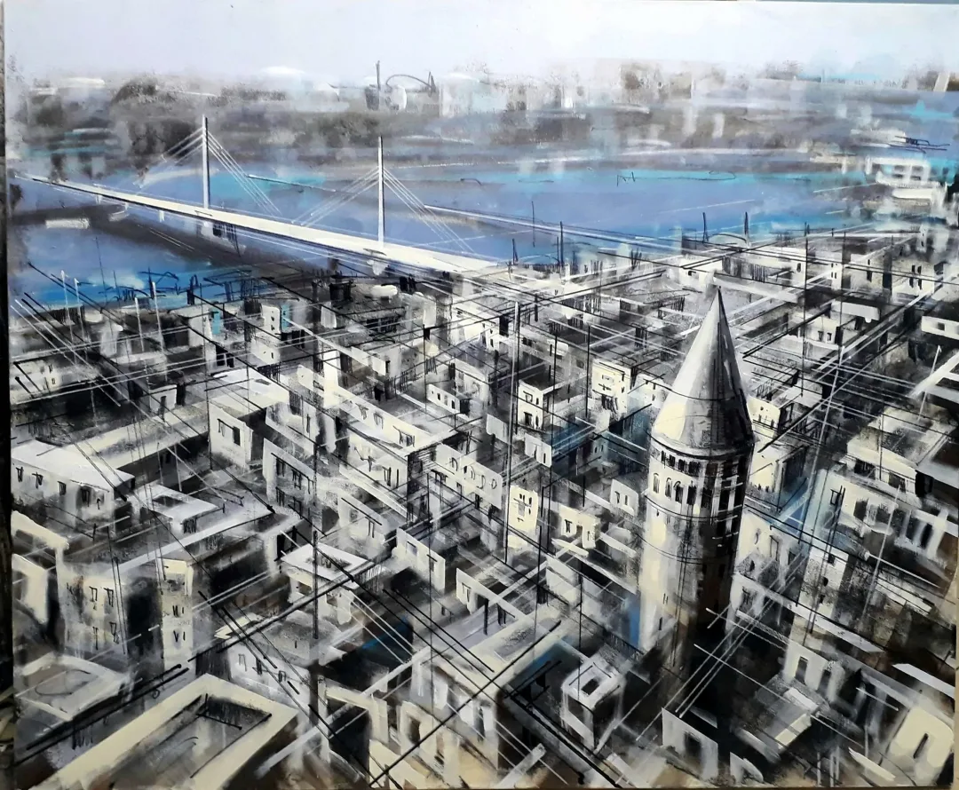 yakınlaştır "Legokent II" eseri AYHAN ÇETİN tarafından 2021 yılında 100x120 cm ölçülerinde Tuval üzeri akrilik boya tekniği ile yapılmıştır.