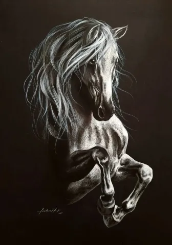 "İsimsiz" eseri BEHZAT FEYZULLAH tarafından 50x33,5 cm ölçülerinde Kağıt üzeri yağlı pastel + guaj + kalem tekniği ile yapılmıştır.