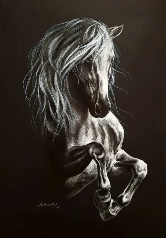 "İsimsiz" eseri BEHZAT FEYZULLAH tarafından 50x33,5 cm ölçülerinde Kağıt üzeri yağlı pastel + guaj + kalem tekniği ile yapılmıştır.