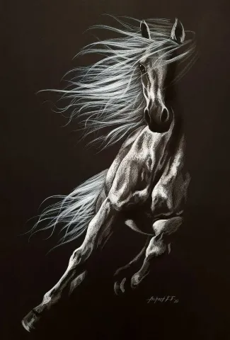 "İsimsiz" eseri BEHZAT FEYZULLAH tarafından 50x33,5 cm ölçülerinde Kağıt üzeri yağlı pastel + guaj + kalem tekniği ile yapılmıştır.