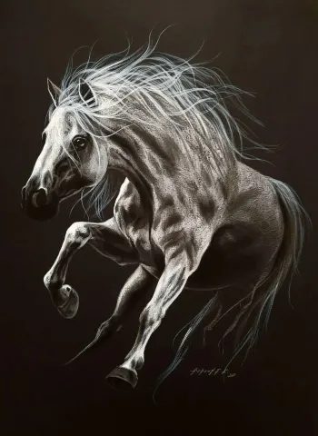 "İsimsiz" eseri BEHZAT FEYZULLAH tarafından 50x33,5 cm ölçülerinde Kağıt üzeri yağlı pastel + guaj + kalem tekniği ile yapılmıştır.