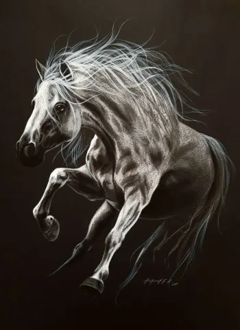 "İsimsiz" eseri BEHZAT FEYZULLAH tarafından 50x33,5 cm ölçülerinde Kağıt üzeri yağlı pastel + guaj + kalem tekniği ile yapılmıştır.