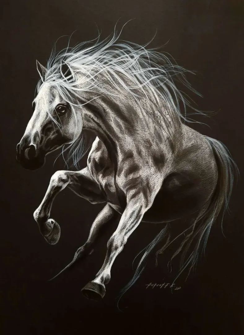 "İsimsiz" eseri BEHZAT FEYZULLAH tarafından 50x33,5 cm ölçülerinde Kağıt üzeri yağlı pastel + guaj + kalem tekniği ile yapılmıştır.