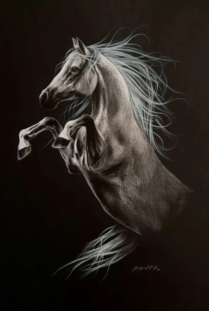 yakınlaştır "İsimsiz" eseri BEHZAT FEYZULLAH tarafından 50x33,5 cm ölçülerinde Kağıt üzeri yağlı pastel + guaj + kalem tekniği ile yapılmıştır.