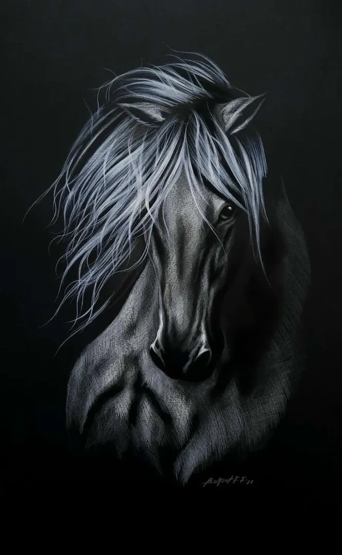 "İsimsiz" eseri BEHZAT FEYZULLAH tarafından 2020 yılında 50x33,5 cm ölçülerinde Kağıt üzeri yağlı pastel + guaj + kalem tekniği ile yapılmıştır.