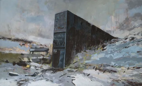 "Svalbard" eseri COŞKUN SAMİ tarafından 2012 yılında 85x140 cm ölçülerinde Tuval üzeri akrilik boya tekniği ile yapılmıştır.