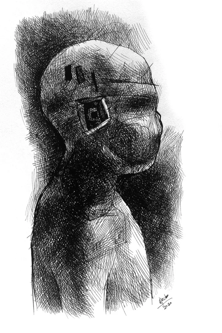 yakınlaştır "Mini Golem (Eksiklopedi serisi)" eseri COŞKUN SAMİ tarafından 2007 yılında 28x19 cm ölçülerinde Kağıt üzeri mürekkep tekniği ile yapılmıştır.