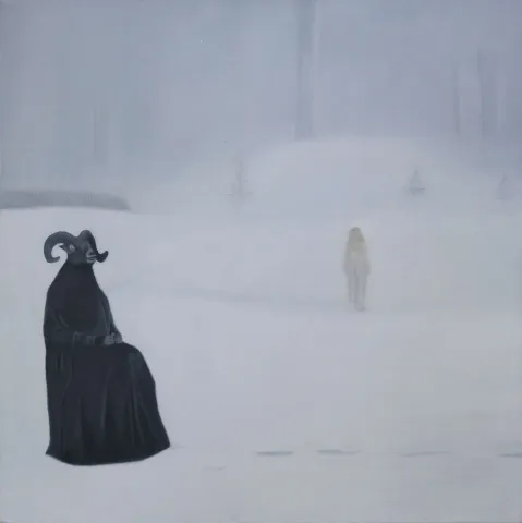 "Cennet Sürgünü" eseri EMRAH EMİR tarafından 2021 yılında 50x50 cm ölçülerinde Tuval üzeri yağlı boya tekniği ile yapılmıştır.