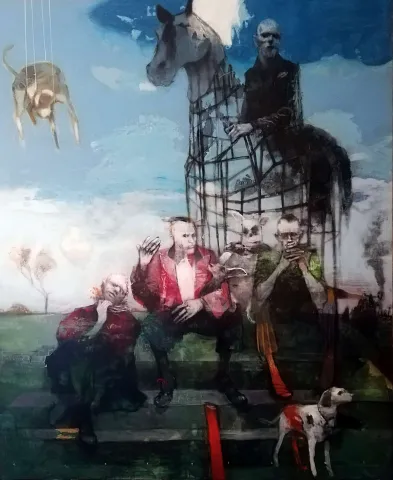 "Tekrar Dene Beuys" eseri ERCAN AYÇİÇEK tarafından 2020 yılında 170x140 cm ölçülerinde Tuval üzeri akrilik boya tekniği ile yapılmıştır.
