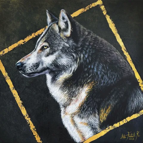 "İlkel Benlik Serisi" eseri ALİ FATİH KÜÇÜKOSMANOĞLU tarafından 2021 yılında 40x40 cm ölçülerinde Tuval üzeri yağlı boya tekniği ile yapılmıştır.