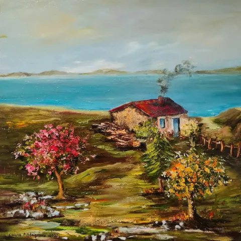 Bu eser CANAN AYDOĞMUŞ tarafından 2021 yılında 40x40 cm ölçülerinde Tuval üzeri yağlı boya tekniği ile yapılmıştır.