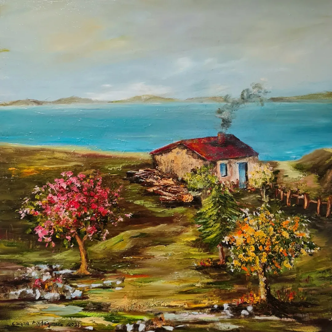 Bu eser CANAN AYDOĞMUŞ tarafından 2021 yılında 40x40 cm ölçülerinde Tuval üzeri yağlı boya tekniği ile yapılmıştır.