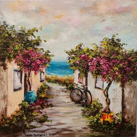 Bu eser CANAN AYDOĞMUŞ tarafından 2021 yılında 40x40 cm ölçülerinde Tuval üzeri yağlı boya tekniği ile yapılmıştır.