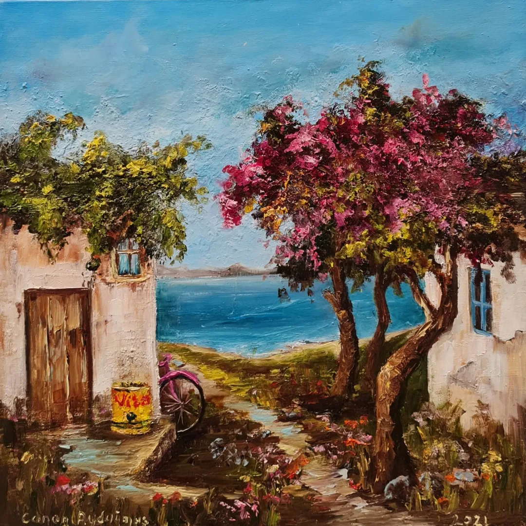 Bu eser CANAN AYDOĞMUŞ tarafından 2021 yılında 40x40 cm ölçülerinde Tuval üzeri yağlı boya tekniği ile yapılmıştır.