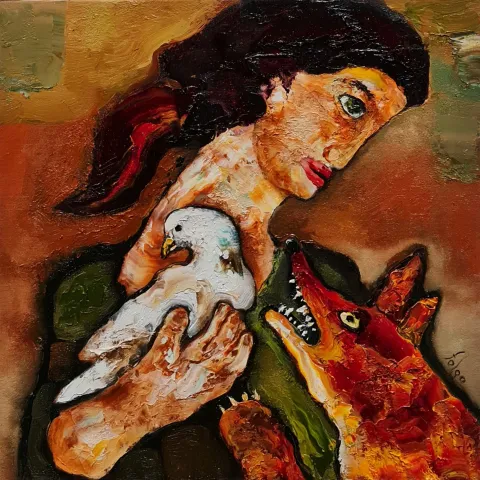 Bu eser MURAT TOLGA tarafından 2021 yılında 40x40 cm ölçülerinde Tuval üzeri yağlı boya tekniği ile yapılmıştır.