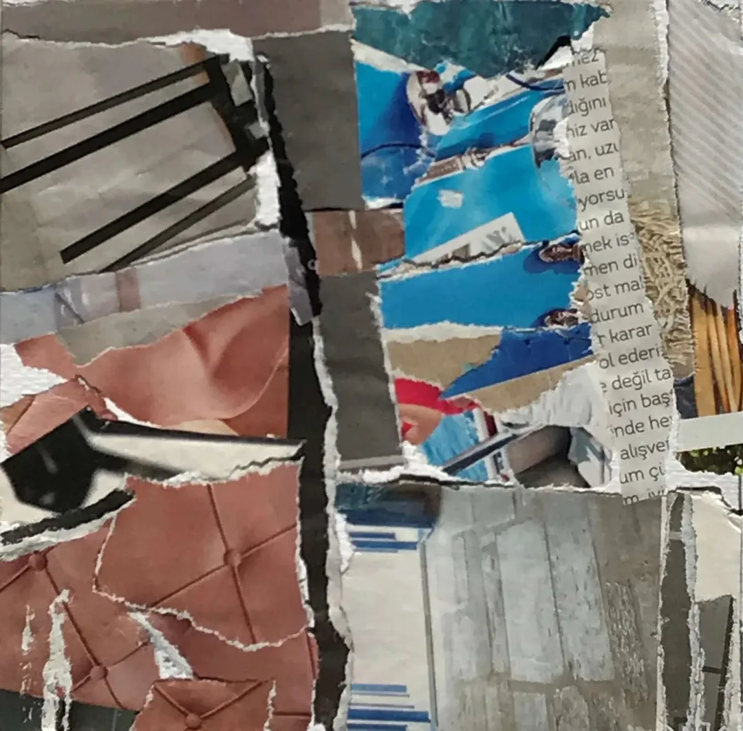 yakınlaştır "İsimsiz" eseri HAZAL AKSOY tarafından 13x13 cm ölçülerinde Kağıt üzeri sulu boya, kolaj tekniği ile yapılmıştır.