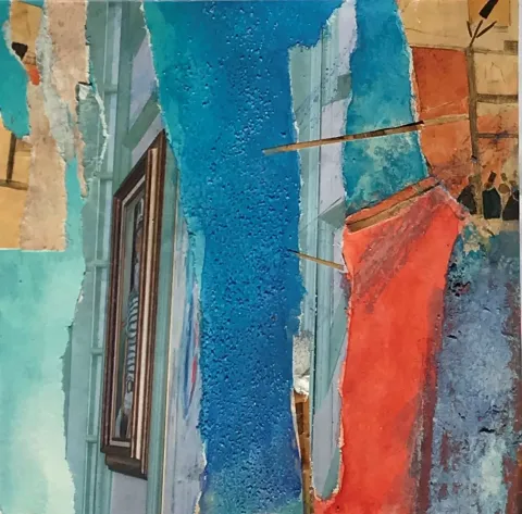 Bu eser HAZAL AKSOY tarafından 13x13 cm ölçülerinde Kağıt üzeri sulu boya, kolaj tekniği ile yapılmıştır.
